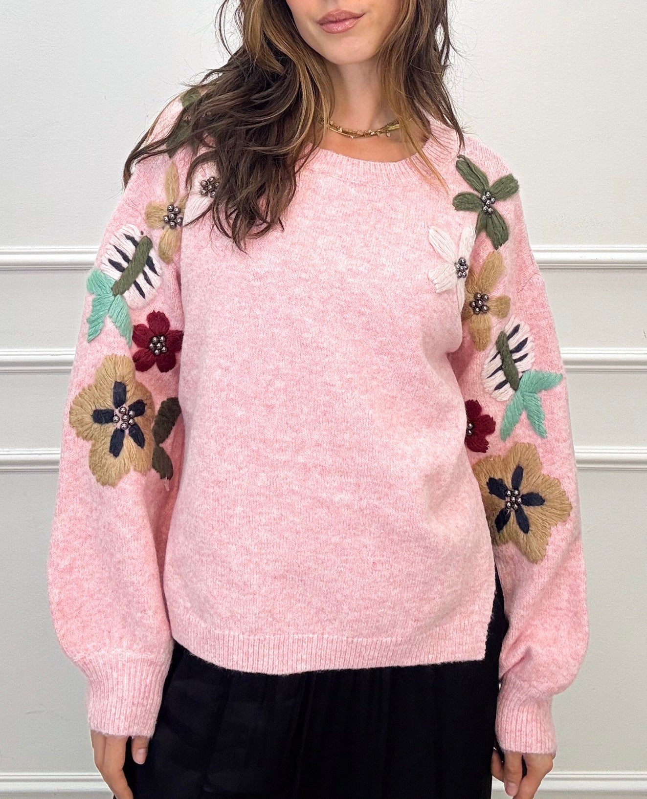 Bluza Tricot Flori – Capsuni pe Umeras 🍓